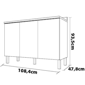 Balcão Triplo Bartira Veneza com 3 Portas e 1 Prateleira - 108,4cm de largura