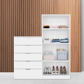 Cômoda Bartira Roma 5 Gavetas 2 Portas 3 Prateleiras Internas - 122cm de largura - Branco Fosco - 3