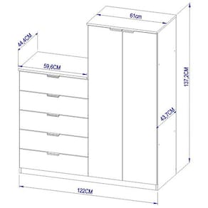 Cômoda Sapateira Bartira Roma com 2 Portas e 5 Gavetas - 122cm de largura