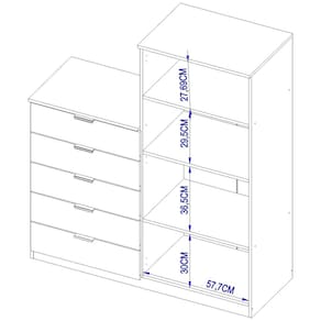 Cômoda Sapateira Bartira Roma com 2 Portas e 5 Gavetas - 122cm de largura