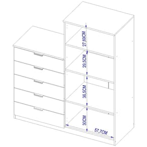 Cômoda Sapateira Bartira Roma com 2 Portas e 5 Gavetas - Café - 3