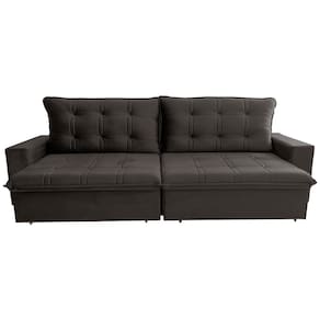 Sofá 3 Lugares Hellen Azure Retrátil/Reclinável, Revestido em Tecido Veludo e 250 cm de Largura - Café - 1