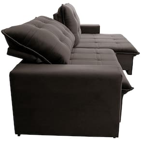 Sofá 3 Lugares Hellen Azure Retrátil/Reclinável, Revestido em Tecido Veludo e 300 cm de Largura - Café - 3
