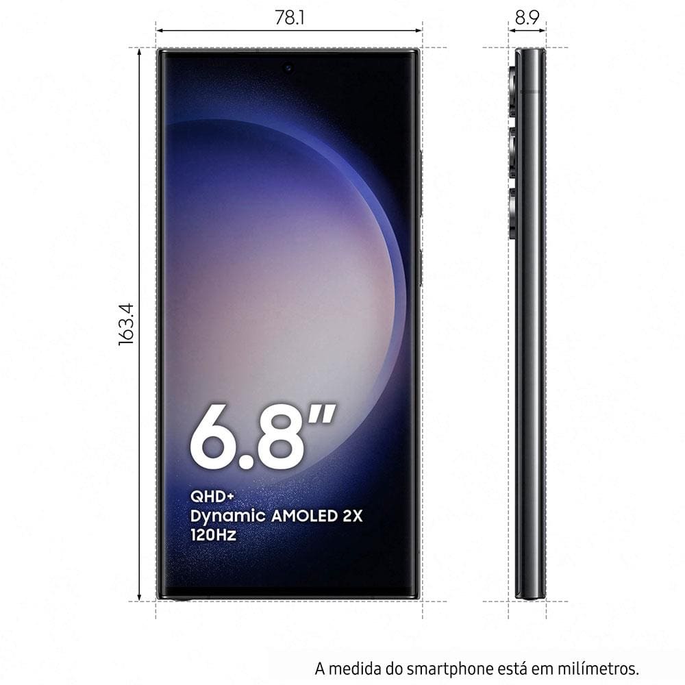 Smartphone Samsung Galaxy S23 Ultra 5G Preto 512GB, Tela 6.8