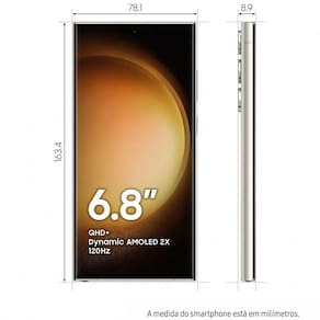 Smartphone Samsung Galaxy S23 Ultra 5G Creme 512GB, Tela 6.8``, 12GB RAM, Inteligência Artificial, Snapdragon 8 Gen 2, Câmera Quádrupla + Selfie 12MP
