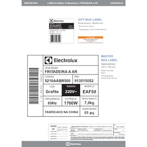 Fritadeira Elétrica Sem Óleo Air Fryer Electrolux Family Efficient Por Rita Lobo EAF50 5L Grafite