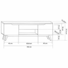 Rack Retrô Olivar Tóquio com 162 cm de Largura, 2 Portas e 1 Gaveta, Ideal para TV de até 60”