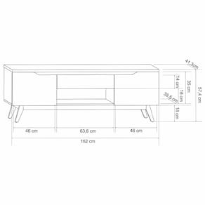 Rack Retrô Olivar Tóquio com 162 cm de Largura, 2 Portas e 1 Gaveta, Ideal para TV de até 60”