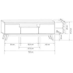 Rack Retrô Olivar Rio com 162 cm de Largura, 2 Portas e 1 Gaveta, Ideal para TV de até 60”