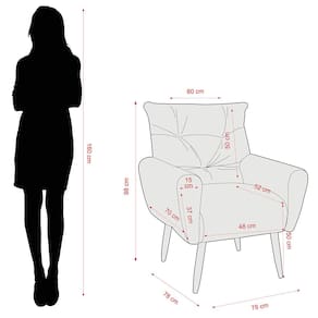 Poltrona Matrix Dalia com Pés de Madeira e Revestida em Veludo Turquey - Bege - 3