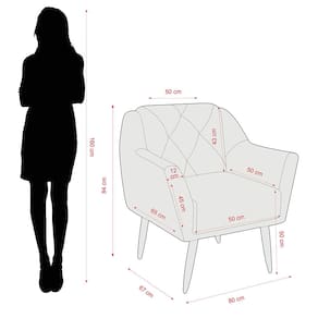 Poltrona Matrix Doca com Pés de Madeira e Revestida em Veludo Turquey - Cinza - 3
