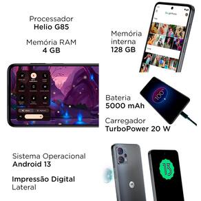 Smartphone Motorola Moto G23 Grafite 128GB, 4GB RAM, Tela de 6.5", Câmera Traseira Tripla, Selfies de 16 MP, Android e Processador Octa Core