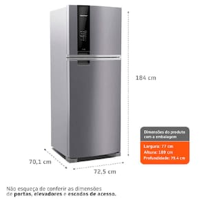 Geladeira Brastemp Duplex BRM55BK Frost Free com Painel Eletrônico e Turbo Control Inox - 462L