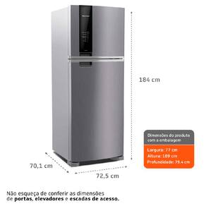 Geladeira Brastemp Duplex BRM55BK Frost Free com Painel Eletrônico e Turbo Control Inox - 462L
