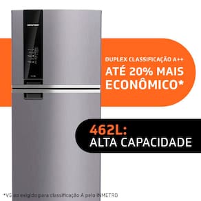 Geladeira Brastemp Duplex BRM55BK Frost Free com Painel Eletrônico e Turbo Control Inox - 462L