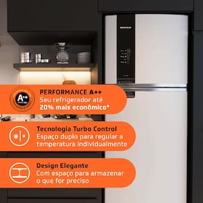 Geladeira Brastemp Duplex BRM55BB Frost Free com Painel Eletrônico e Turbo Control 462L - Branca