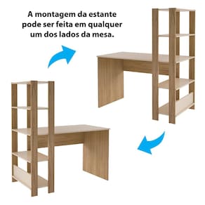 Escrivaninha Artely Match com 3 Prateleiras, Espaço para Impressora e Nicho - 120cm de largura