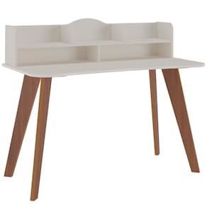 Escrivaninha Artely Sofia com Nichos - 120cm de largura - Off White/Cedro - 2