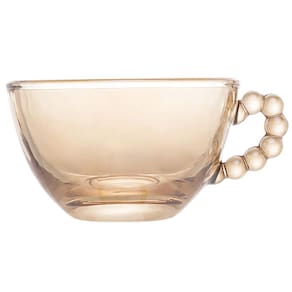 Conjunto com 4 Xícaras e Pires para Chá Wolff Pearl em Cristal Âmbar - 180 ml - CONJUNTO 4 XICARAS DE CHA COM PIRES AMBAR WOLFF - 3