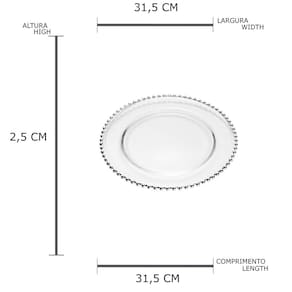 Sousplat de Cristal Wolff Mesa Pearl Prata - 31,5 cm - 3