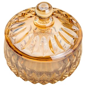 Potiche Decorativo Wolff Louise em Cristal Âmbar - 11,5 cm - POTICHE DECORATIVO LOUISE AMBAR WOLFF - 1