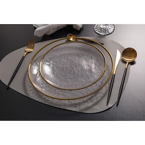 Prato para Sobremesa Wolff Agate em Cristal 21 cm - Dourado/Transparente