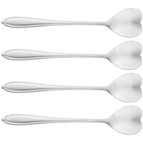 Conjunto de Colheres para Chá Wolff Heart em Aço Inox Prata - 4 Peças