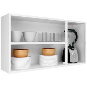 Armário de Cozinha Aéreo Triplo Itatiaia Luce com 3 Portas e 2 Prateleiras - 105cm de largura - Branco/Preto - 2