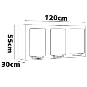 Armário Aéreo Triplo Itatiaia New Premium com 3 Portas e 2 Prateleiras - 120cm de largura - Branco - 2