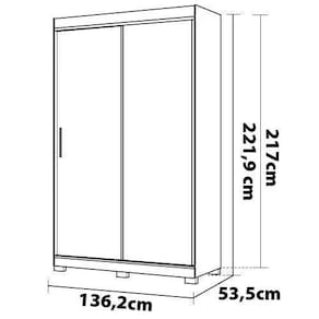 Guarda-Roupa Solteiro Bartira América 2 Portas de Correr com Espelho 2 Gavetas Internas MDP - 136,2cm de Largura - Grafite - 3