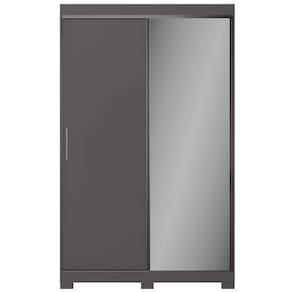 Guarda-Roupa Solteiro Bartira América 2 Portas de Correr com Espelho 2 Gavetas Internas MDP - 136,2cm de Largura - Grafite - 1