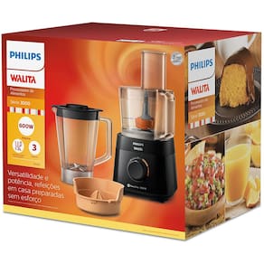 Processador de Alimentos Philips Walita PowerChop RI7300 3 em 1 com 2 Velocidades – 600 W