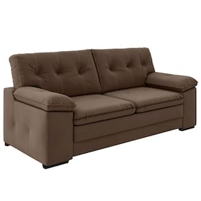 Sofá 3 Lugares Besthouse Genova com 217 cm de Largura e Revestido em Suede Veludo - Marrom - 1