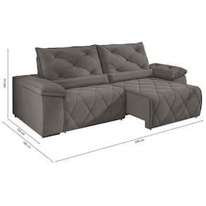 Sofá 4 Lugares Besthouse Austin, Retrátil/Reclinável, 250 cm de Largura e Revestido em Tecido Veludo - Cinza - 2