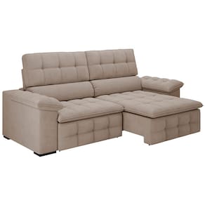 Sofá 3 Lugares Besthouse Elite, Retrátil/Reclinável, 215 cm de Largura e Revestido em Tecido Veludo - Capuccino - 1