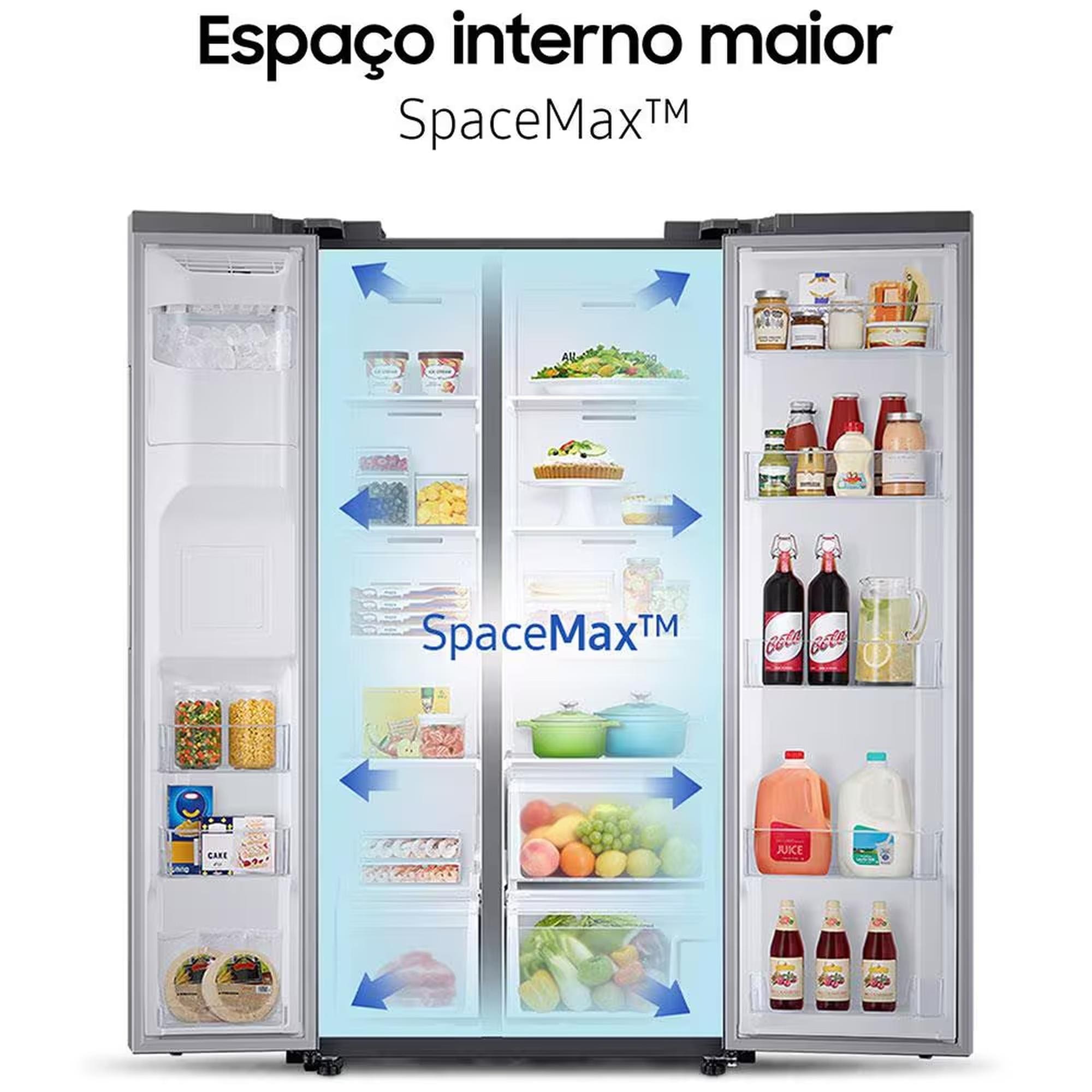 Geladeira Samsung Side by Side RS60 628 Litros com Dispenser de Água e Gelo Inox - 110V - 2