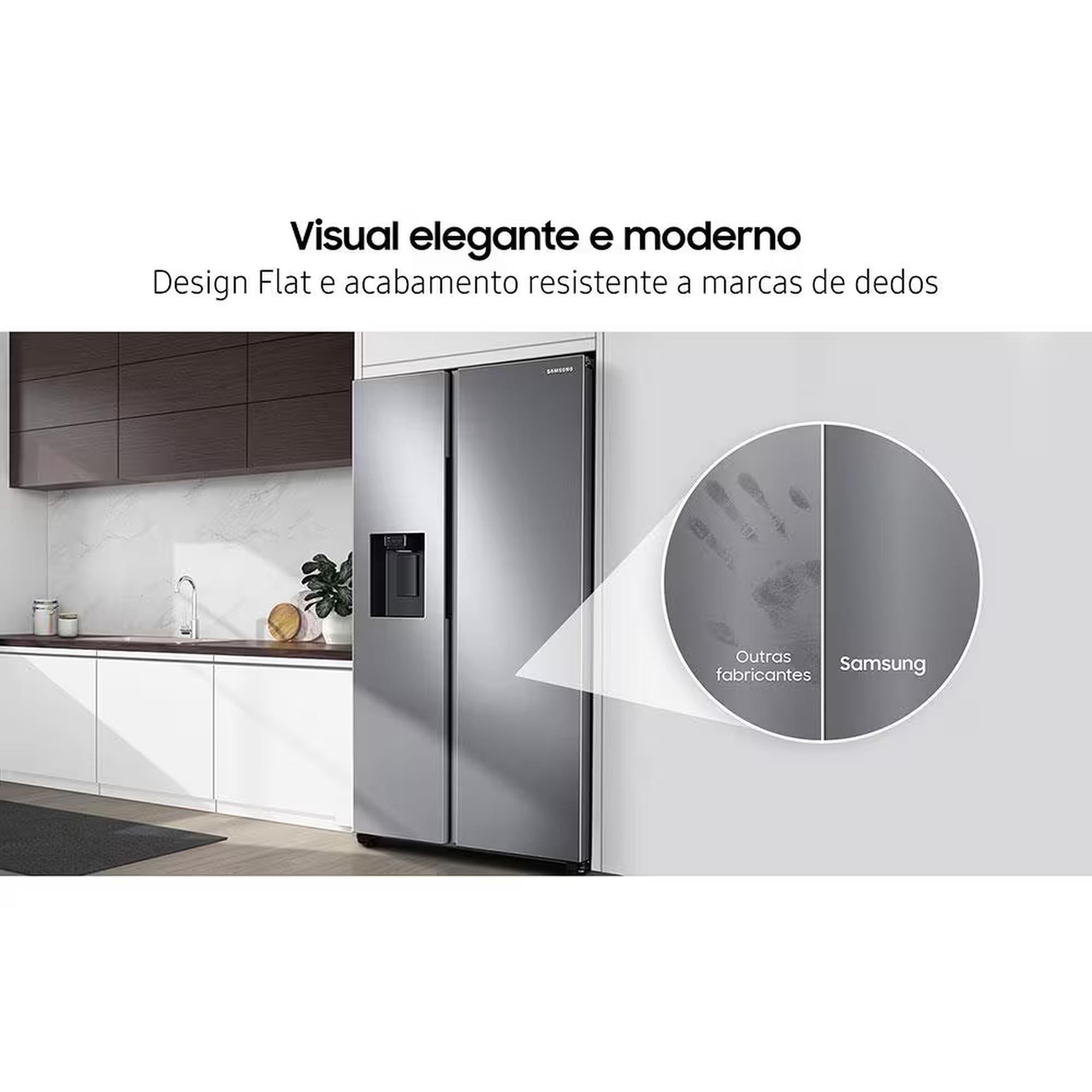 Geladeira Samsung Side by Side RS60 628 Litros com Dispenser de Água e Gelo Inox - 110V - 3