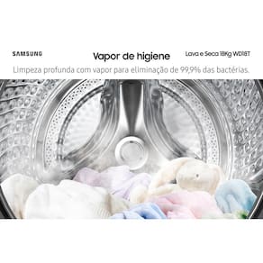 Lava e Seca Samsung Smart WD18T com AI Wash, Digital Inverter e Ecobubble Black Inox - 18/10 kg