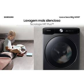 Lava e Seca Samsung Smart WD18T com AI Wash, Digital Inverter e Ecobubble Black Inox - 18/10 kg