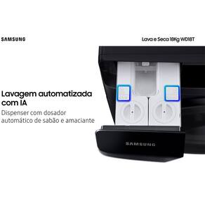 Lava e Seca Samsung Smart WD18T com AI Wash, Digital Inverter e Ecobubble Black Inox - 18/10 kg