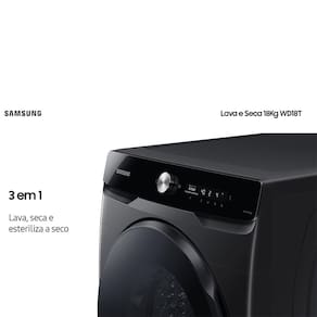 Lava e Seca Samsung Smart WD18T com AI Wash, Digital Inverter e Ecobubble Black Inox - 18/10 kg