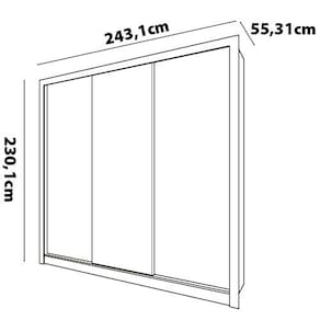 Guarda-Roupa Casal Bartira Village com 3 Portas, 4 Gavetas, Espelho e 243,1 cm de Largura