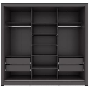 Guarda-Roupa Casal Bartira Village com 3 Portas, 4 Gavetas, Espelho e 243,1 cm de Largura