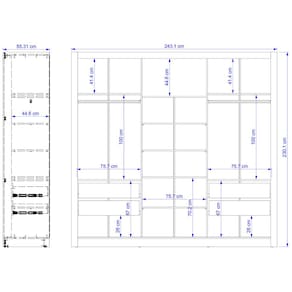 Guarda-Roupa Casal Bartira Village com 3 Portas, 4 Gavetas, Espelho e 243,1 cm de Largura