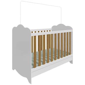 Berço 3 em 1 Peroba Provençal Aconchego com Suporte para Mosquiteiro - Branco Brilho e Carvalho Semi-brilho - 2