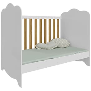 Berço 3 em 1 Peroba Provençal Aconchego com Suporte para Mosquiteiro - Branco Brilho e Carvalho Semi-brilho - 3