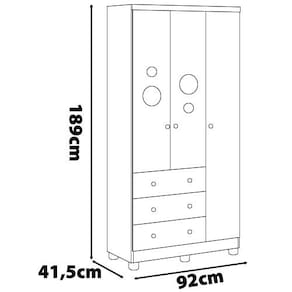 Guarda-Roupa Infantil Peroba Duda Plus com 3 Portas, 3 Gavetas e 92 cm de Largura