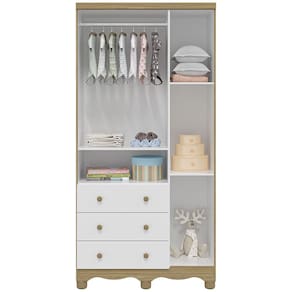 Guarda-Roupa Infantil Peroba Duda Plus com 3 Portas, 3 Gavetas e 92 cm de Largura