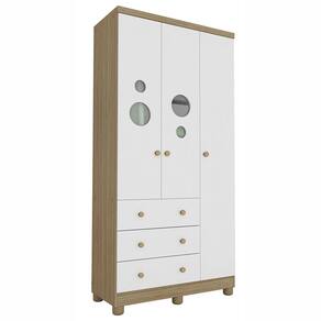 Guarda-Roupa Infantil Peroba Duda Plus com 3 Portas, 3 Gavetas e 92 cm de Largura