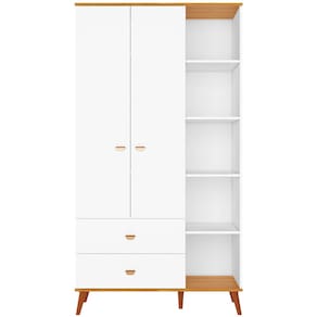 Guarda-Roupa Infantil Bartira Ternura com 5 Nichos, 2 Portas, 2 Gavetas e 106,8 cm de Largura - Branco Wood - 1